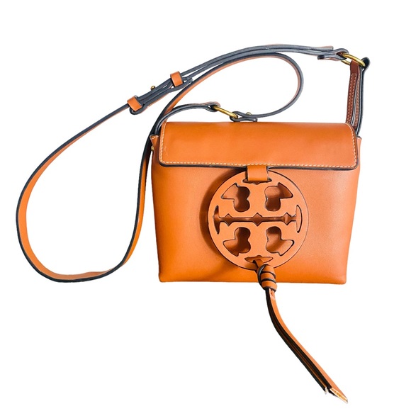 Tory Burch Handbags - Tory Burch Miller Logo Leather Crossbody Bag Aged Camello